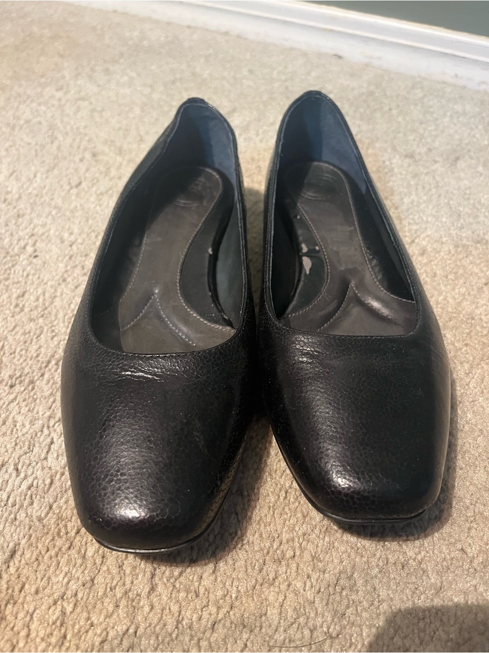 Nurture by Lamaze Black Square-Toe Ballet Flats Genuine Leather Sz 6.5